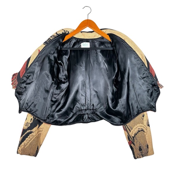 VINTAGE Cropped Horse Print Fringed Throw Blanket Western Jacket - Picture 12 of 14